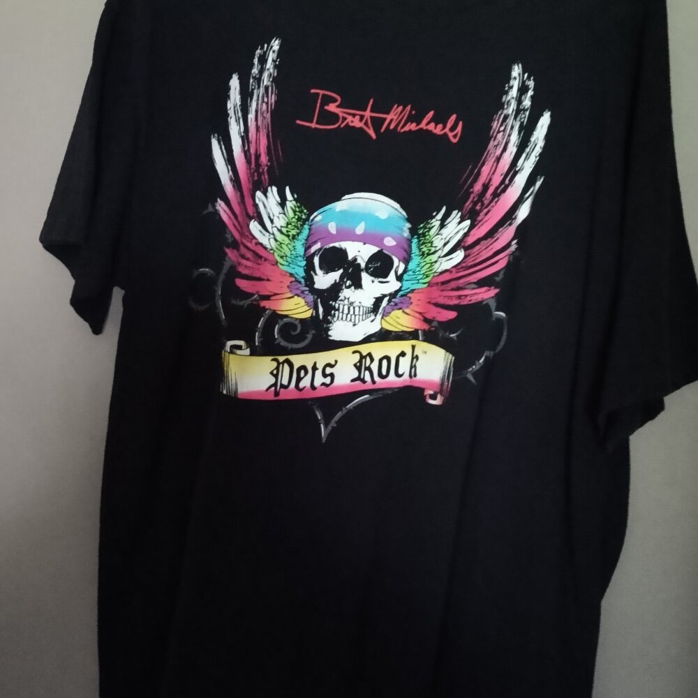 WOMEN'S BLACK BRET MICHAELS PETS ROCK T SHIRT SIZE XL